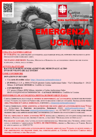 Emergenza Ucraina - Con Caritas Ambrosiana per un aiuto concreto