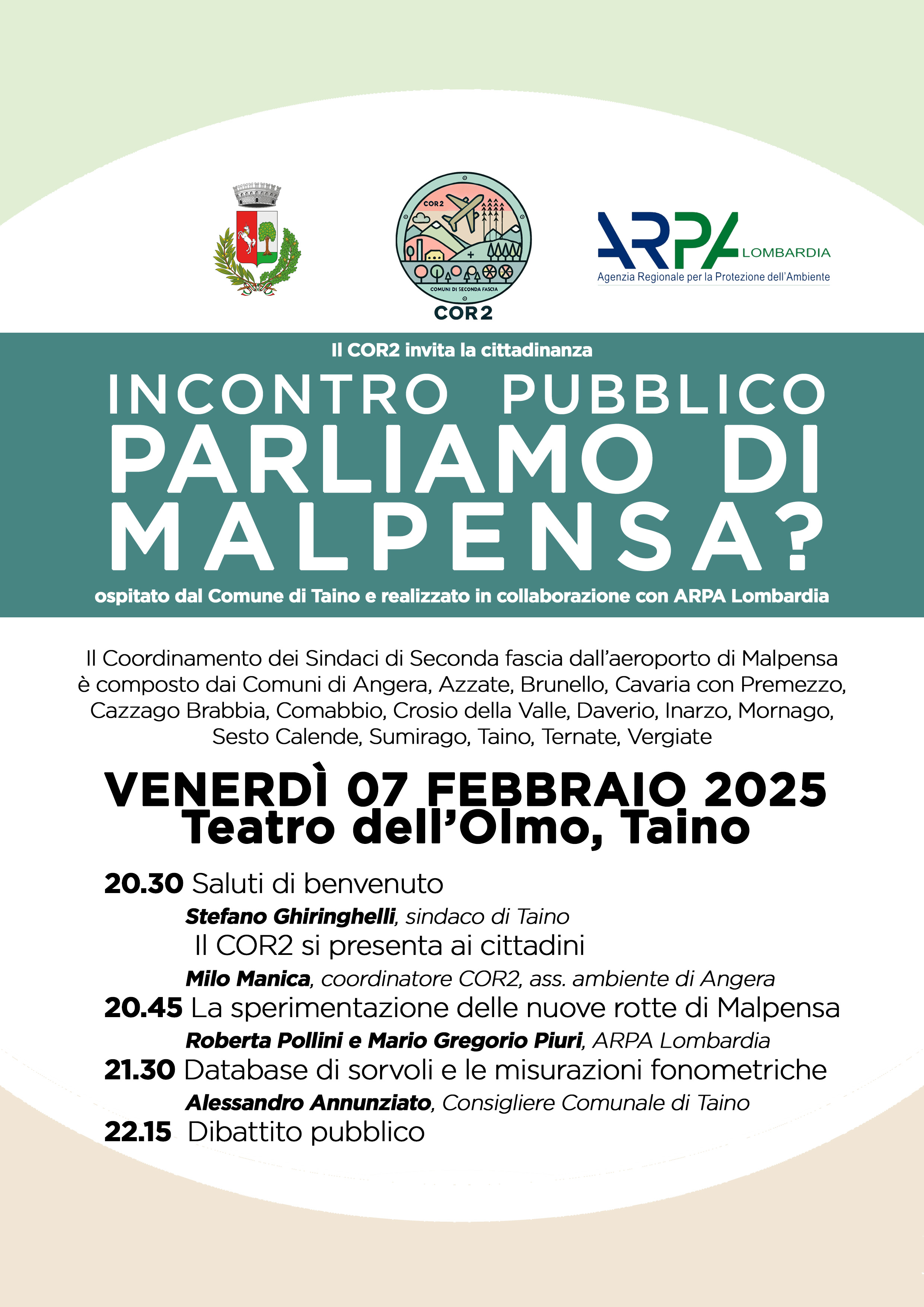 Incontro pubblico "Parliamo di Malpensa?" venerdì 07 febbraio 2025 alle ore 20:30 presso il Teatro dell'Olmo