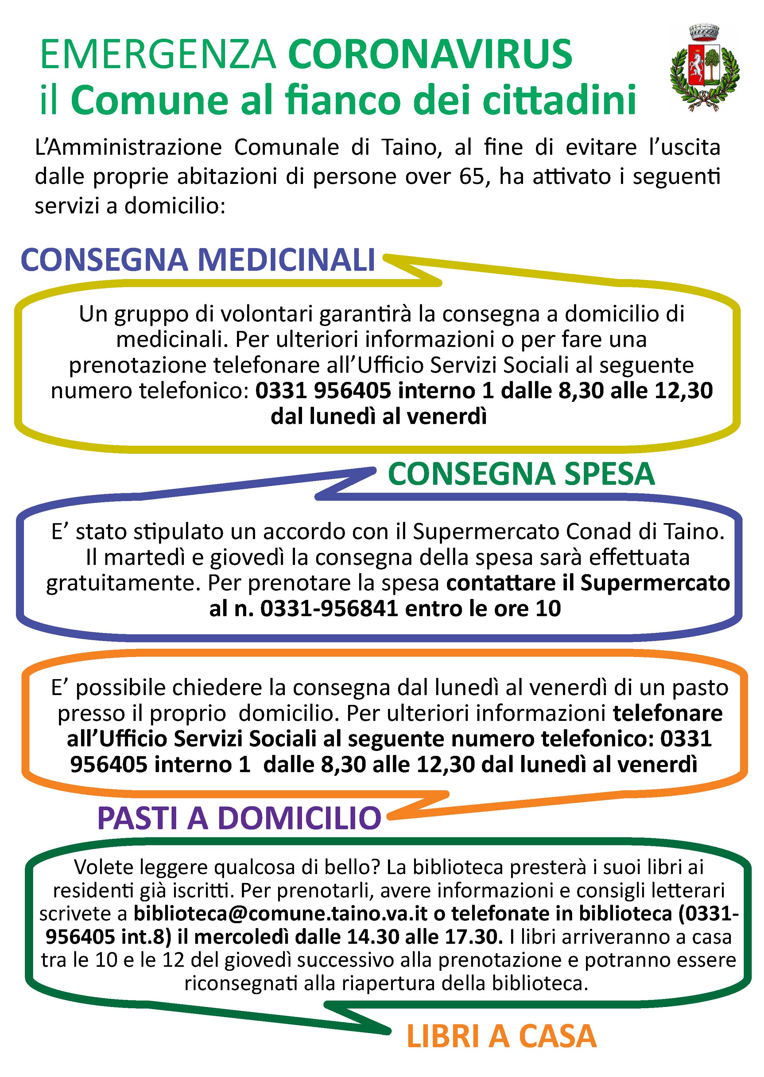 Emergenza Coronavirus - il Comune al fianco dei cittadini: tutti i nuovi servizi a domicilio