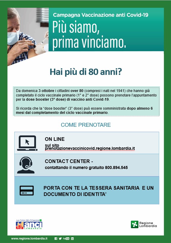 Campagna di Vaccinazione Anti-Covid - Terza dose per over 80